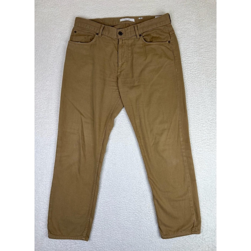 Billy Reid Pants Mens 33 Beige Slim Cut Khakis Cotton Linen Tapered Leg
